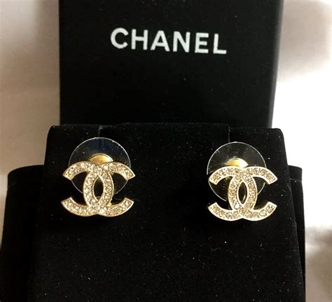 chanel earrings logo studs|authentic chanel logo stud earrings.